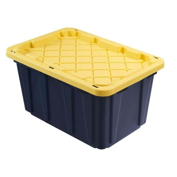 HDX 27-Gallon Black Stackable Waterproof Storage Tote with Snap Lid, 5-Pack