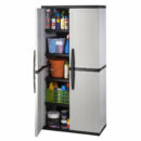 HDX Gray Plastic Freestanding Garage Cabinet with Adjustable Shelves & Lockable Doors, 35"W x 71"H x 18"D
