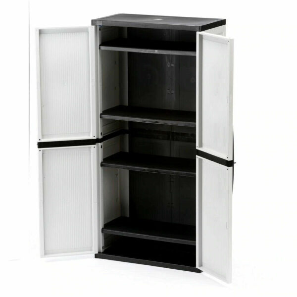 HDX Gray Plastic Freestanding Garage Cabinet with Adjustable Shelves & Lockable Doors, 35"W x 71"H x 18"D - Image 3