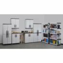 HDX Gray Plastic Freestanding Garage Cabinet with Adjustable Shelves & Lockable Doors, 35"W x 71"H x 18"D