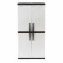 HDX Gray Plastic Freestanding Garage Cabinet with Adjustable Shelves & Lockable Doors, 35"W x 71"H x 18"D