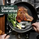 HexClad 12-Inch Hybrid Nonstick Fry Pan with Glass Lid, Dishwasher & Oven Safe, Silver