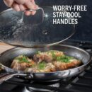 HexClad 12-Inch Hybrid Nonstick Fry Pan with Glass Lid, Dishwasher & Oven Safe, Silver