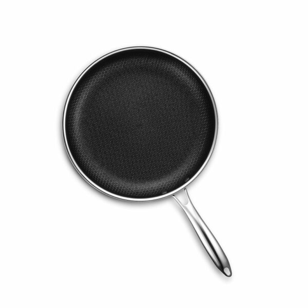 HexClad 12-Inch Hybrid Nonstick Fry Pan with Glass Lid, Dishwasher & Oven Safe, Silver - Image 8