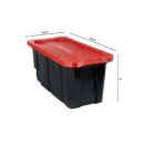 Husky 45 Gal. Heavy Duty Lockable Storage Tote with Wheels & Red Lid