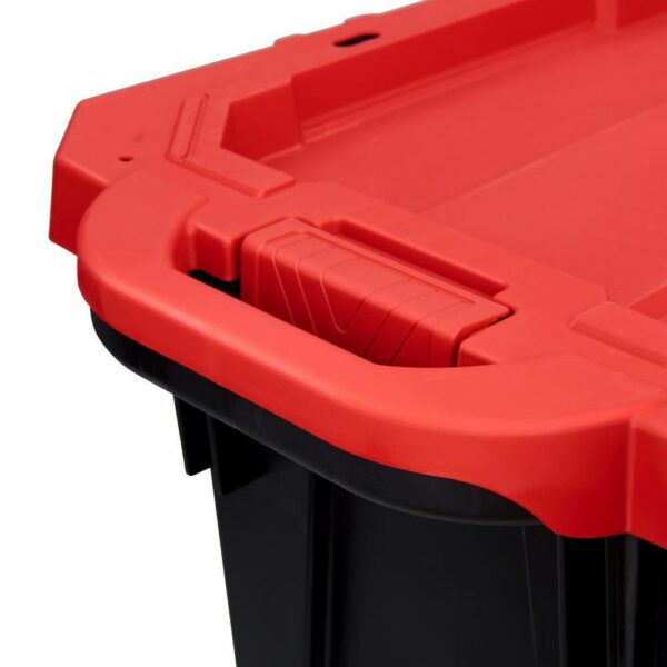 Husky 45 Gal. Heavy Duty Lockable Storage Tote with Wheels & Red Lid - Image 8