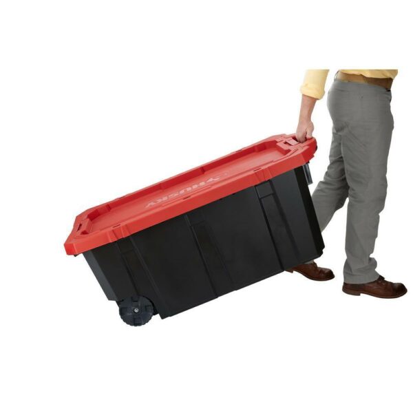 Husky 45 Gal. Heavy Duty Lockable Storage Tote with Wheels & Red Lid - Image 10