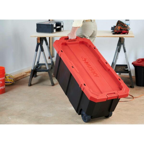 Husky 45 Gal. Heavy Duty Lockable Storage Tote with Wheels & Red Lid - Image 11
