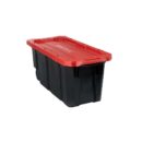 Husky 45 Gal. Heavy Duty Lockable Storage Tote with Wheels & Red Lid