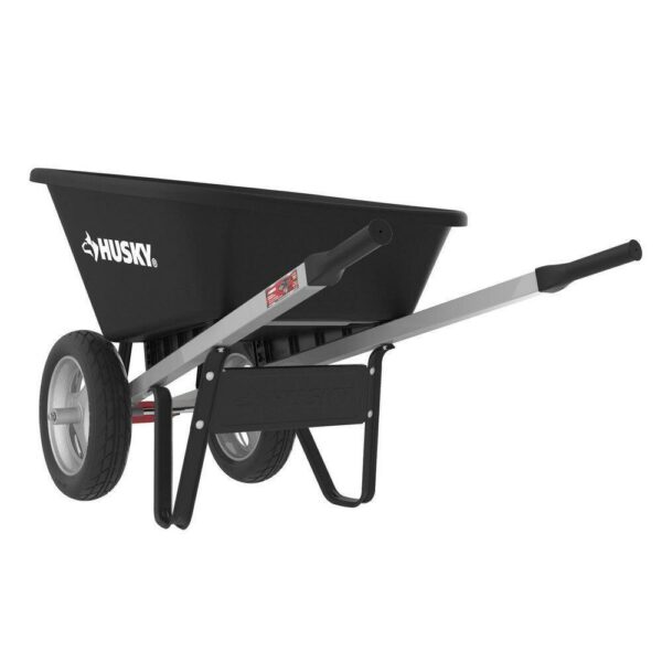 Husky 6 Cu. Ft. Poly Wheelbarrow with Dual Flat-Free Tires - Image 7