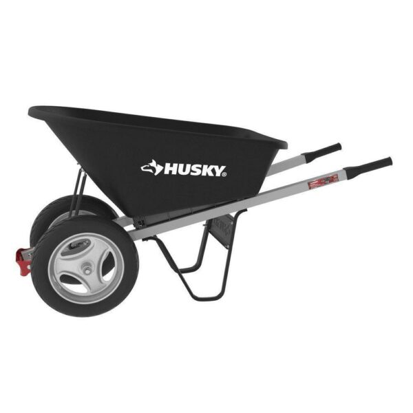 Husky 6 Cu. Ft. Poly Wheelbarrow with Dual Flat-Free Tires - Image 2