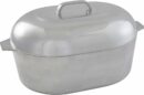 IMUSA Cajun 18" Heavy-Duty Cast Aluminum Oval Roaster with Steamer Inserts, Silver