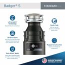 InSinkErator Badger 5 Garbage Disposal, 1/2 HP, Quick Lock, Durable Steel, Compact Design