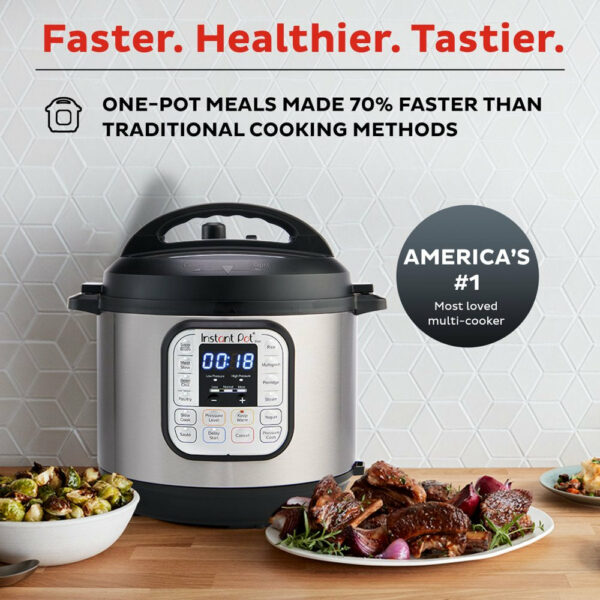 Instant Pot Duo 6 Qt 7-in-1 Electric Pressure Cooker, Stainless Steel, Family-Sized, Easy-Release - Image 2