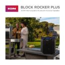 Ion Block Rocker Plus Portable Bluetooth Speaker 100W, Black, Karaoke Mic, AM/FM Radio, Telescopic Handle