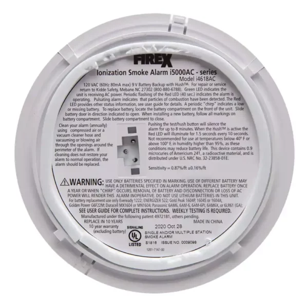 Kidde Firex i4618 4-Pack Hardwired Ionization Smoke Detectors with Battery Backup - Image 4