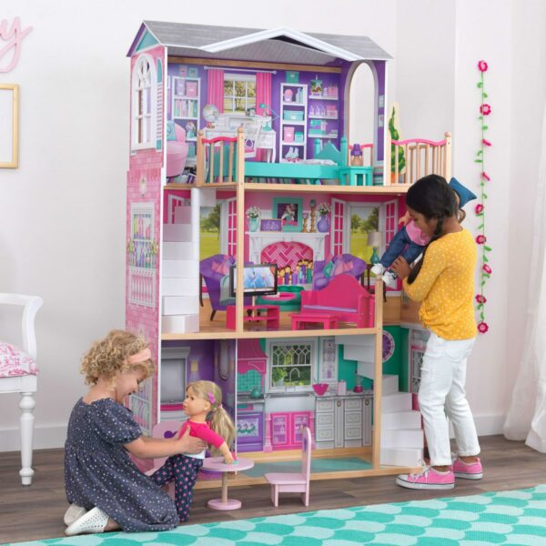 KidKraft 18-Inch Wooden Dollhouse Manor with 12-Piece Furniture, 3-Level, Fits 18" Dolls - Image 2