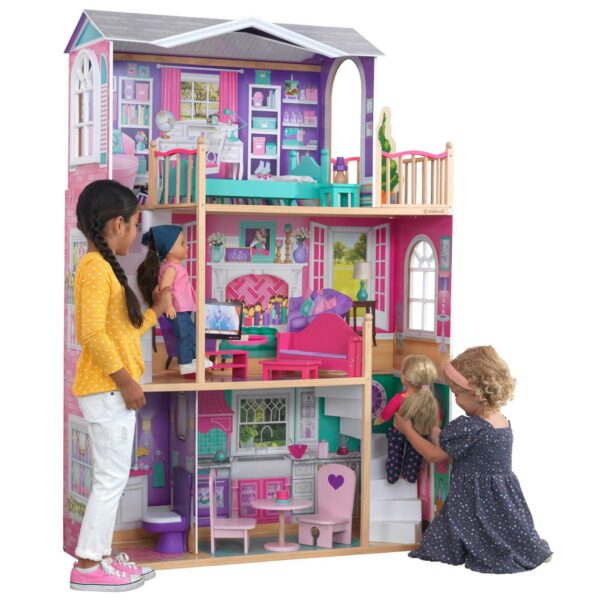 KidKraft 18-Inch Wooden Dollhouse Manor with 12-Piece Furniture, 3-Level, Fits 18" Dolls