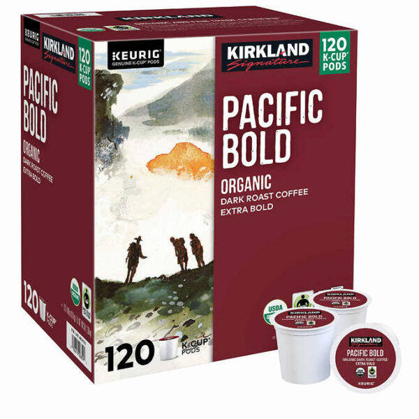 Kirkland Signature Organic Pacific Bold Dark Roast Coffee K-Cup Pods, 120-Count - Image 3