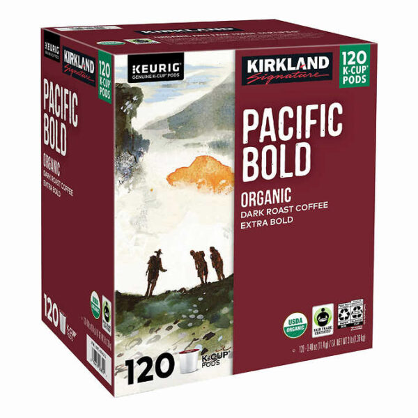 Kirkland Signature Organic Pacific Bold Dark Roast Coffee K-Cup Pods, 120-Count - Image 2