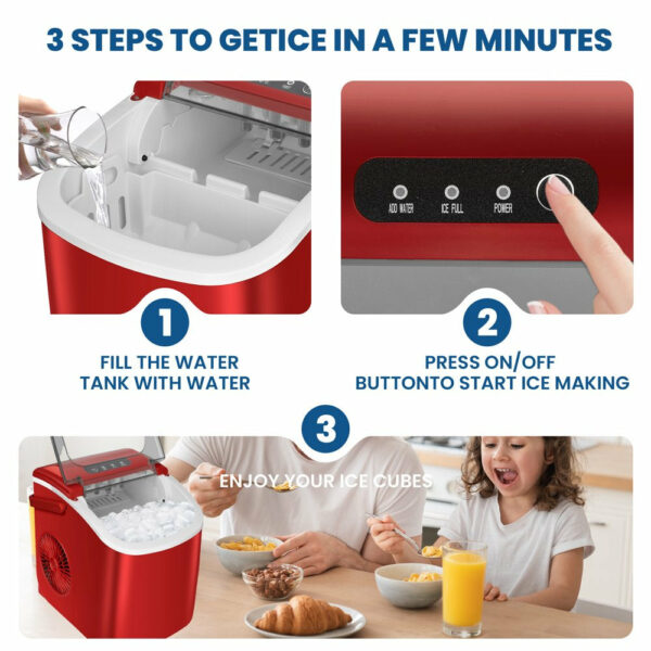 KISSAIR Portable Ice Maker, 26lbs/Day, Self-Cleaning, Compact Countertop Ice Machine - Image 5