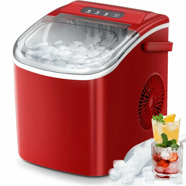 KISSAIR Portable Ice Maker, 26lbs/Day, Self-Cleaning, Compact Countertop Ice Machine