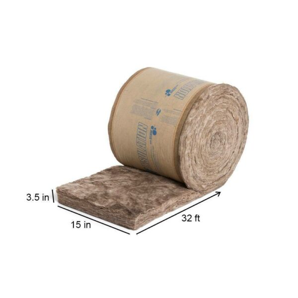 Knauf EcoRoll R-13 Kraft Faced Formaldehyde-Free Fiberglass Insulation, 15"x32', Sustainable, Easy Install - Image 3
