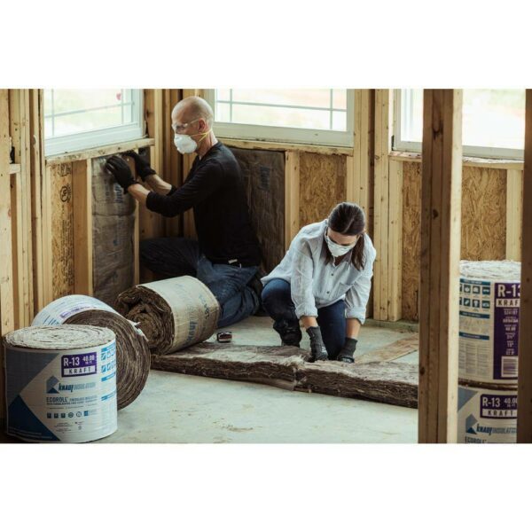 Knauf EcoRoll R-13 Kraft Faced Formaldehyde-Free Fiberglass Insulation, 15"x32', Sustainable, Easy Install - Image 5