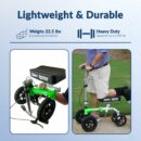 KneeRover GO HYBRID All Terrain Knee Scooter, Race Car Green, Adjustable, Compact, Heavy Duty, Ideal for Foot Injury Recovery