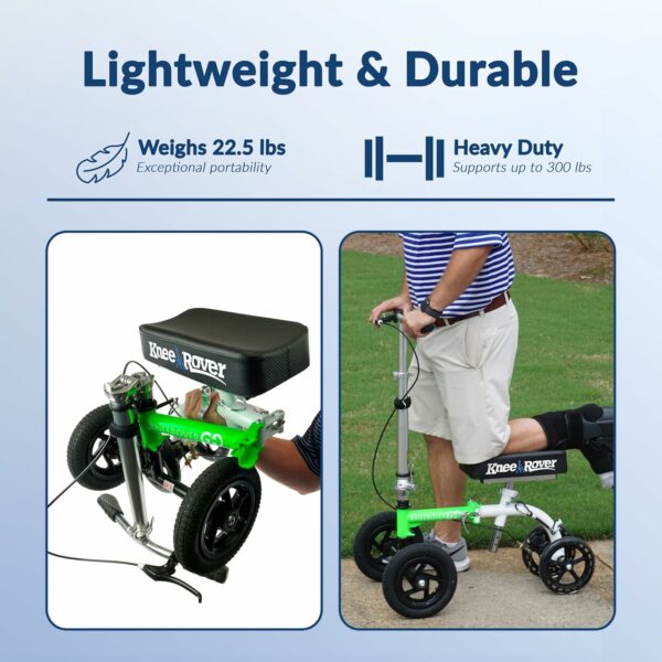 KneeRover GO HYBRID All Terrain Knee Scooter, Race Car Green, Adjustable, Compact, Heavy Duty, Ideal for Foot Injury Recovery - Image 6
