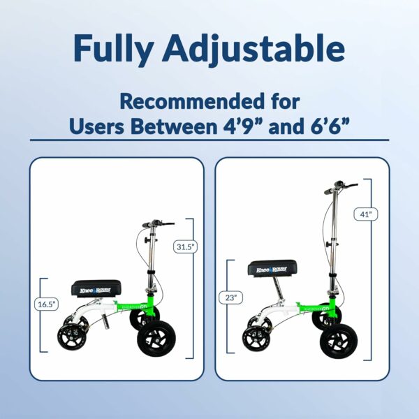 KneeRover GO HYBRID All Terrain Knee Scooter, Race Car Green, Adjustable, Compact, Heavy Duty, Ideal for Foot Injury Recovery - Image 5