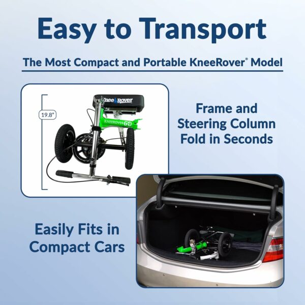 KneeRover GO HYBRID All Terrain Knee Scooter, Race Car Green, Adjustable, Compact, Heavy Duty, Ideal for Foot Injury Recovery - Image 8
