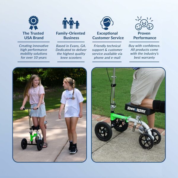 KneeRover GO HYBRID All Terrain Knee Scooter, Race Car Green, Adjustable, Compact, Heavy Duty, Ideal for Foot Injury Recovery - Image 2