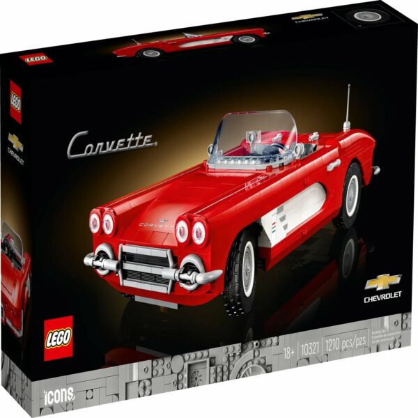 LEGO Icons 10321 1961 Chevrolet Corvette Cabriolet Model Kit, 1,210 Pieces, Collectible Display Set for Adults - Image 2