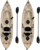 Lifetime Tamarack Angler 100 10ft Fishing Kayak 2-Pack with Paddles, UV-Protected HDPE, Adjustable Seat, Rod Holders, Tan