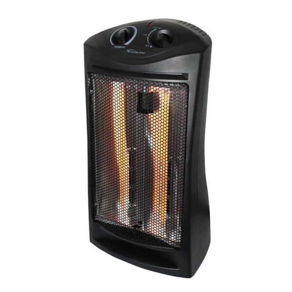 Living Zone 1500W Black Quartz Infrared Tower Heater with Thermostat - Image 3