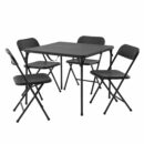 Mainstays 5-Piece Resin Folding Card Table & Chair Set, Black - Portable Indoor/Outdoor Dining & Game Set