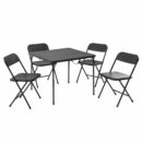 Mainstays 5-Piece Resin Folding Card Table & Chair Set, Black - Portable Indoor/Outdoor Dining & Game Set