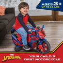 Marvel Spiderman 6V Kids Motorcycle Ride-On Toy with Lights & Sounds, Rechargeable, Ages 3+, 65 lbs Capacity