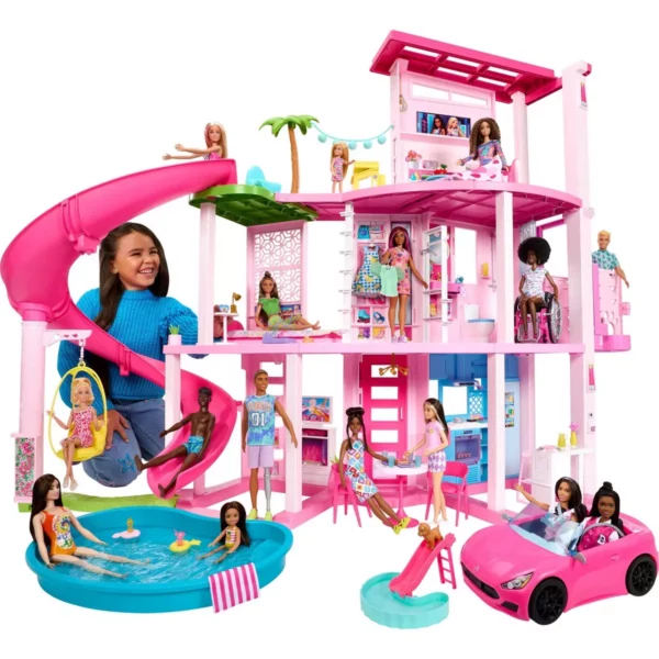 Mattel Barbie Dreamhouse Dollhouse with 3-Story Slide & 75+ Accessories, Pet-Friendly, Ages 3+ - Image 2