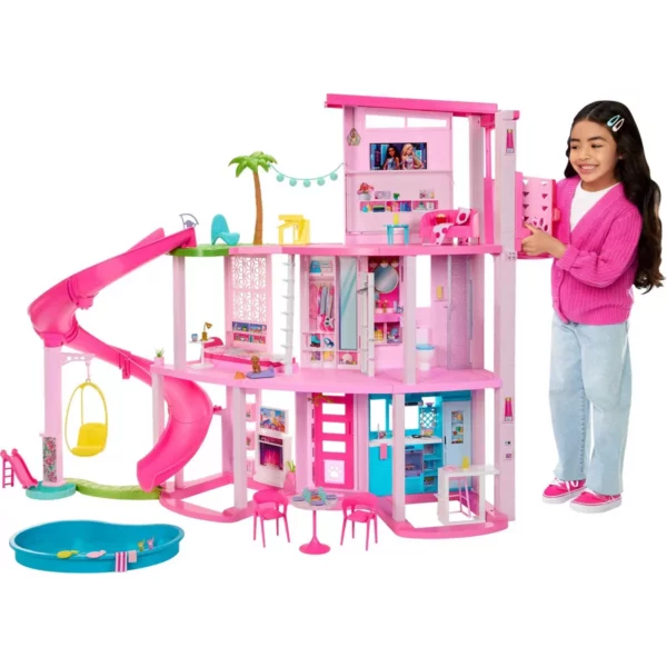 Mattel Barbie Dreamhouse Dollhouse with 3-Story Slide & 75+ Accessories, Pet-Friendly, Ages 3+