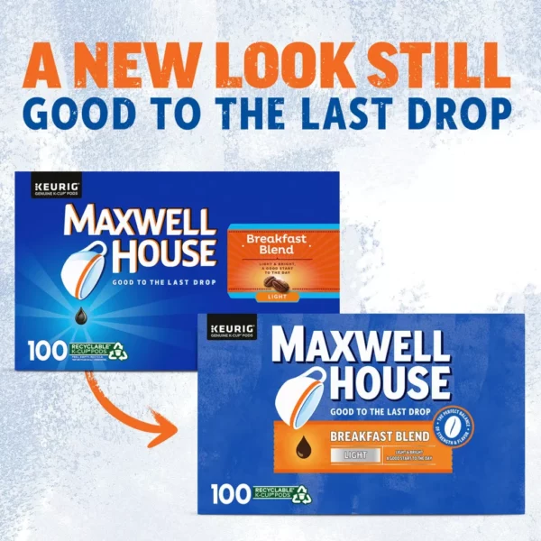 Maxwell House Breakfast Blend Light Roast Coffee Pods, 100 K-Cups, Kosher, Keurig Compatible - Image 2