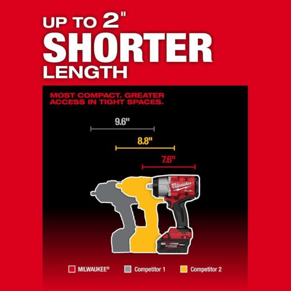 Milwaukee M18 FUEL 18V 1/2" Cordless Impact Wrench with 6.0Ah Battery, Brushless Motor, Compact Design - Image 6