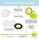 Mopnado Deluxe Spin Mop System, Stainless Steel, Lime, with Wheels, 2 Microfiber Heads & Brush, All Floor Types