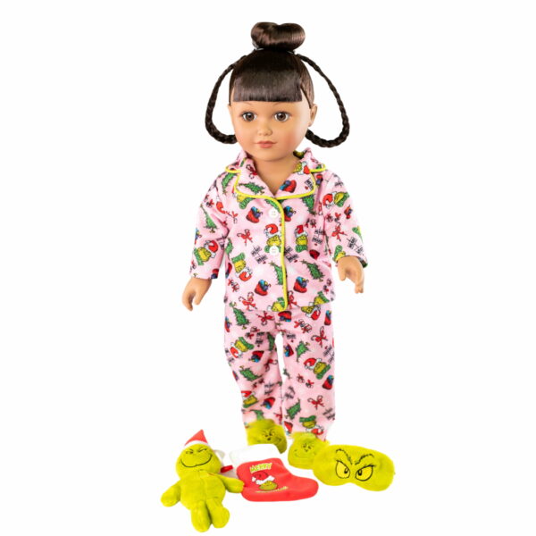 My Life As 18" Poseable Doll - Grinch Sleepover, Brunette, Pajama Set, Brown Eyes