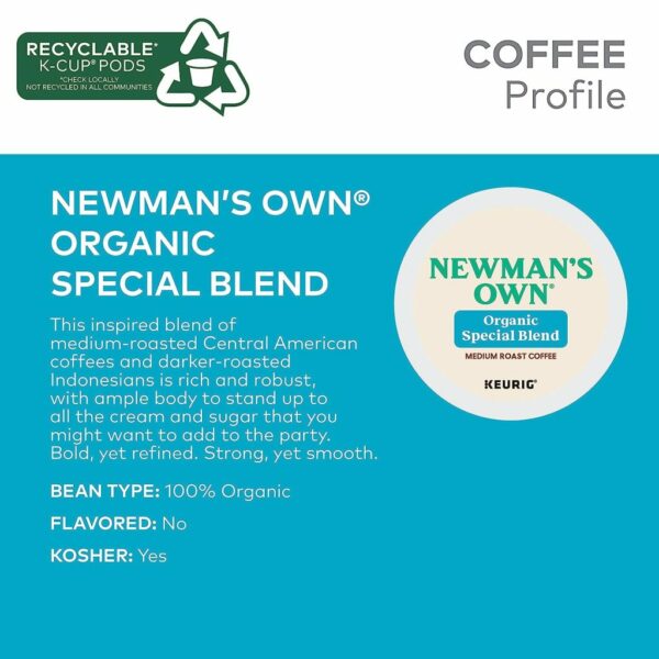 Newman's Own Organics Medium Roast Coffee K-Cup Pods, 96 Count, USDA Organic, Fair Trade, Kosher, Compatible with Keurig - Image 5