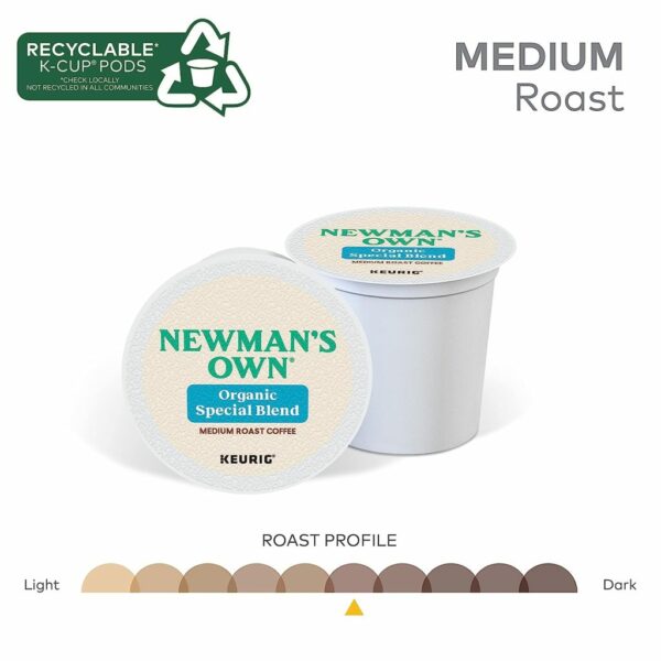 Newman's Own Organics Medium Roast Coffee K-Cup Pods, 96 Count, USDA Organic, Fair Trade, Kosher, Compatible with Keurig - Image 6