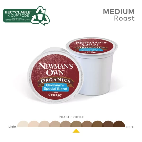 Newman's Own Organics Special Blend Coffee K-Cup Pods, Medium-Dark Roast, USDA Organic, Fair Trade, 100ct - Image 2