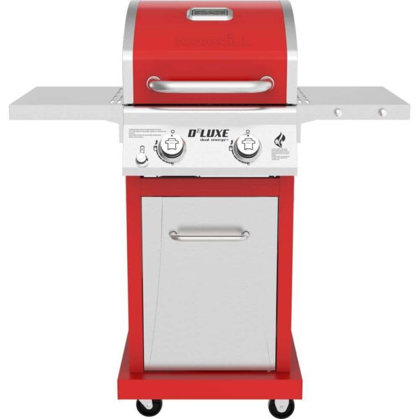 Nexgrill Deluxe 2-Burner Gas Grill, Red, 28,000 BTUs, Stainless Steel, Convertible to Natural Gas