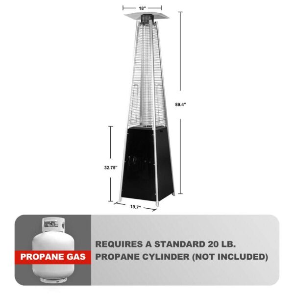 Nuu Garden Propane Patio Heater, 48,000 BTU, Black, Heat-Focusing, with Wheels - Image 9